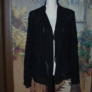 Gorgeous Black Lace Open Front Top - XL